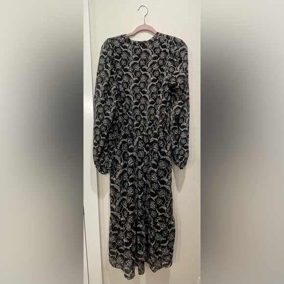 A.L.C Kate Black & White Flowing Floral Cotton & Silk blend midi dress - Picture 3 of 8